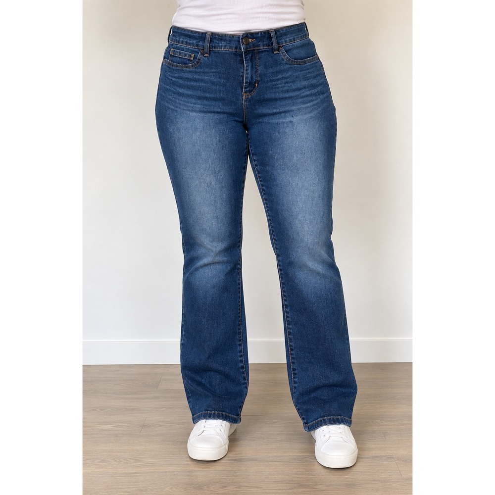 d.jean 16W Straight Leg Jeans Stretch Dark Wash Denim Casual